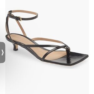 Bottega Veneta Black Leather Strappy Ankle-Wrap Kitten Heel Sandals NIB